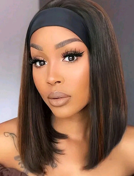 Easy-Wear Straight Bob Headband Wig