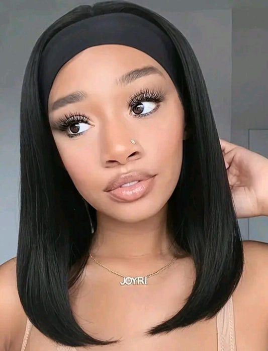Easy-Wear Straight Bob Headband Wig